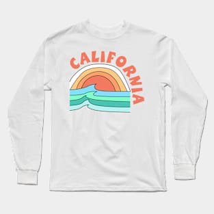 California beach wave sunrise Long Sleeve T-Shirt